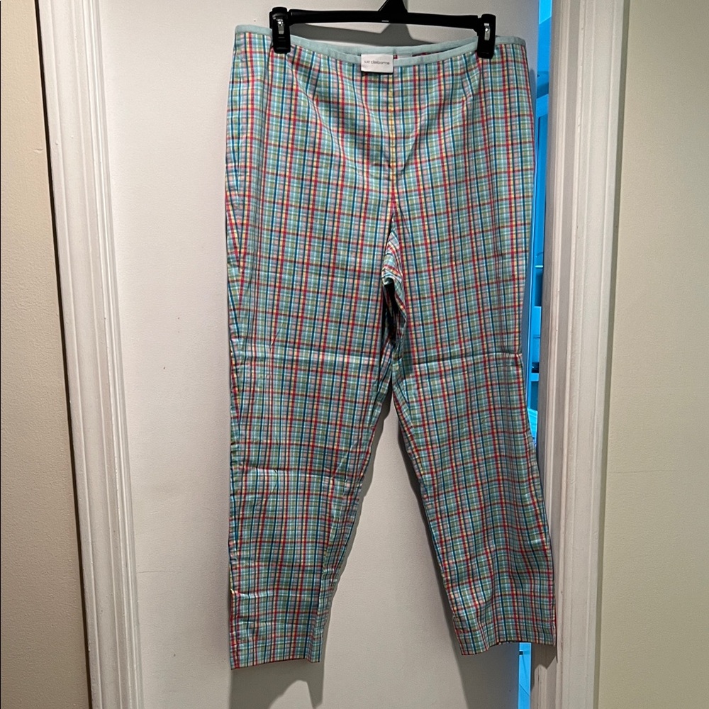 Liz Claiborne Men's Plaid Chinos in Blue and Red